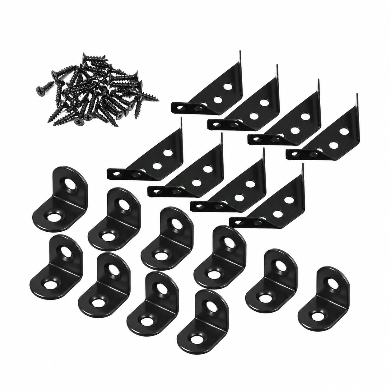 Schwarze Edelstahl Eckverbinder Set mit Schrauben für Möbel und Regale