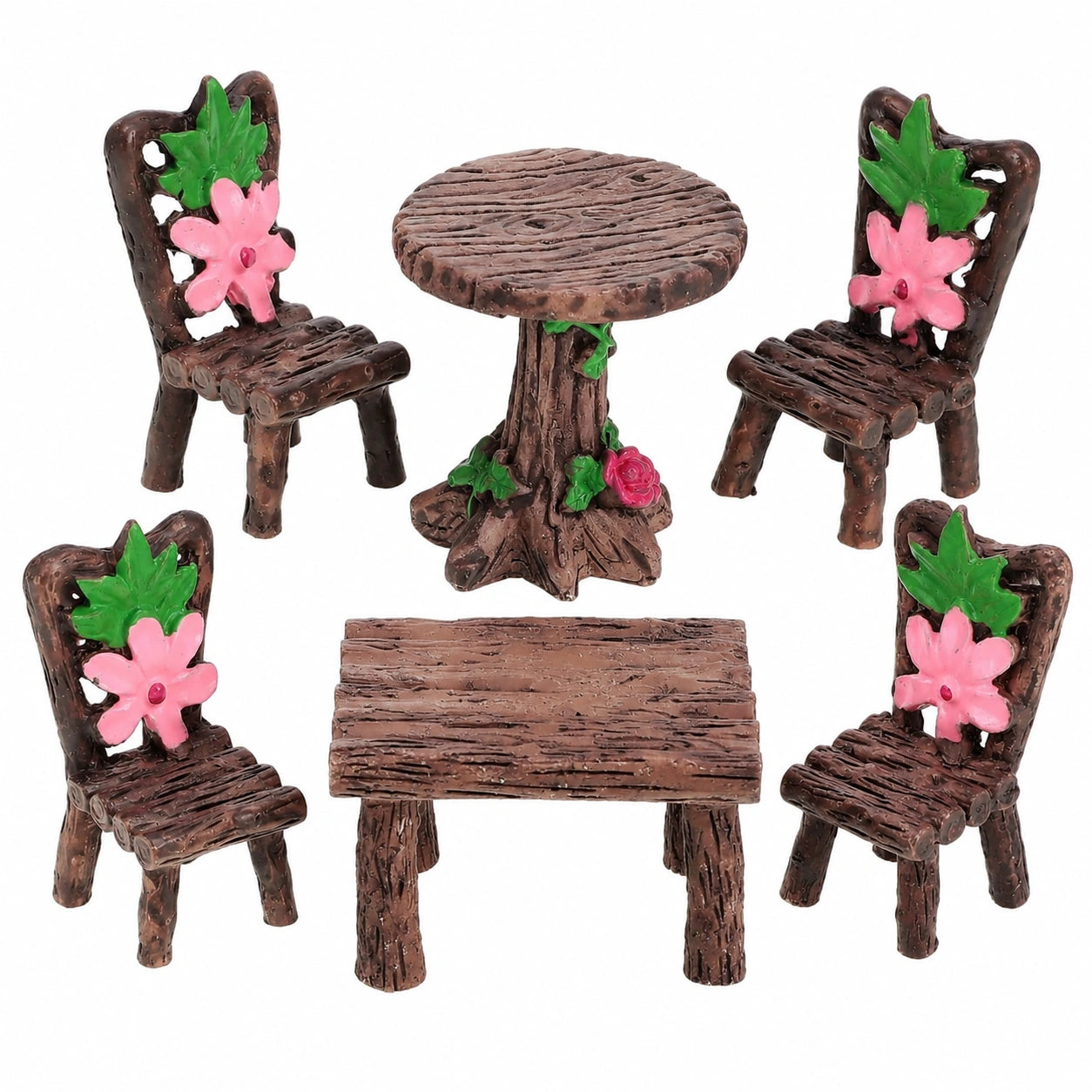 Miniatur Möbel-Set: Harztisch und Stühle für Puppenhaus und Garten