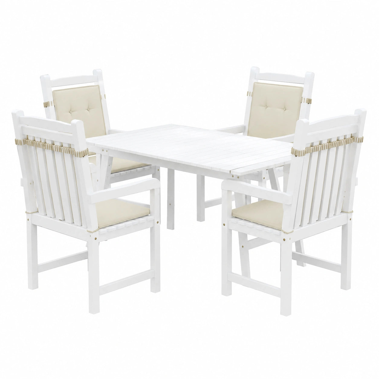 4er Set Sitzkissen Creme 100x50x3 cm aus Oxford-Gewebe für Innen- und Außenbereich