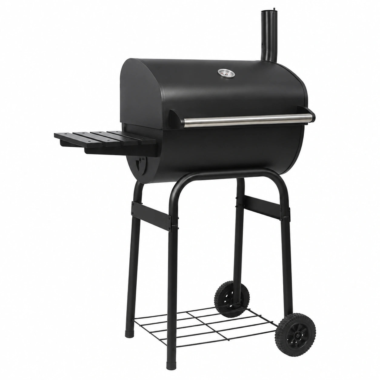 Universeller Holzkohlegrill mit Smoker und Stauraum, Schwarz, für Innen- und Außenbereiche