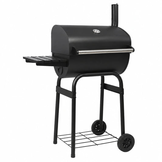 Universeller Holzkohlegrill mit Smoker und Stauraum, Schwarz, für Innen- und Außenbereiche