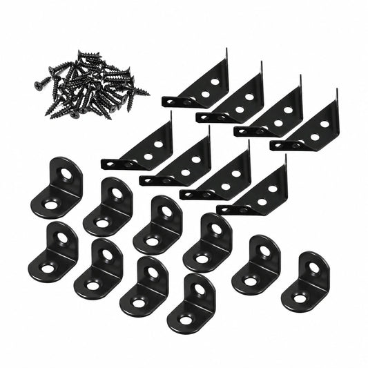 Schwarze Edelstahl Eckverbinder Set mit Schrauben für Möbel und Regale