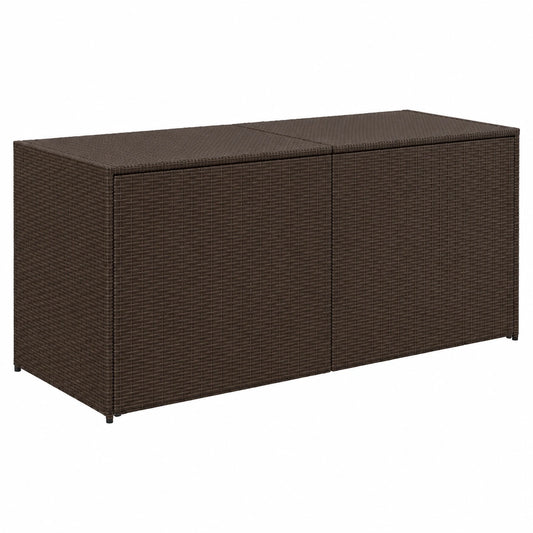 Wetterfeste Garten-Aufbewahrungsbox aus Stahl und Rattan, 120 x 50 x 56 cm, Braun