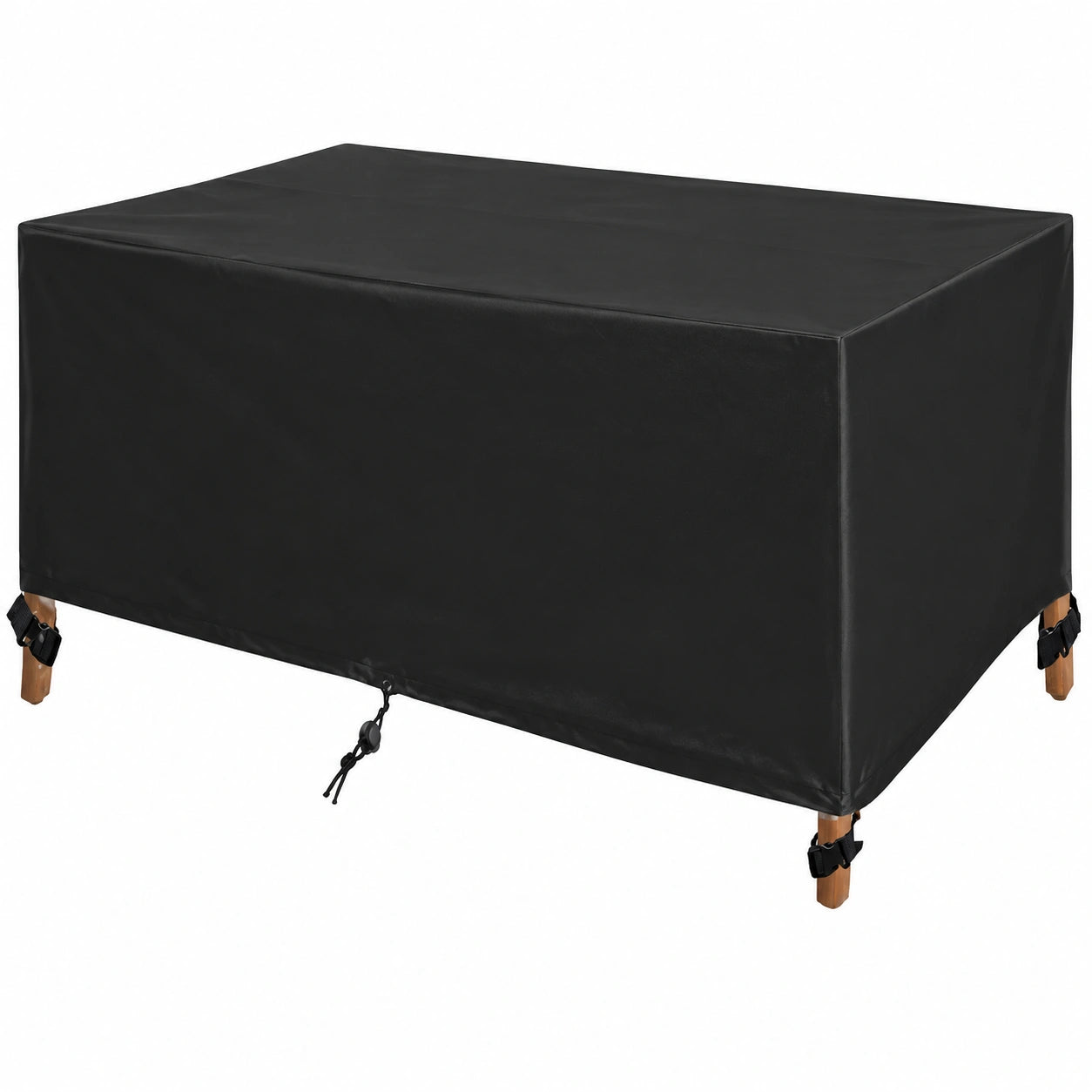 Wasserdichte Rattan Gartentischabdeckung, UV-beständig, 440x430x60 cm, schwarz