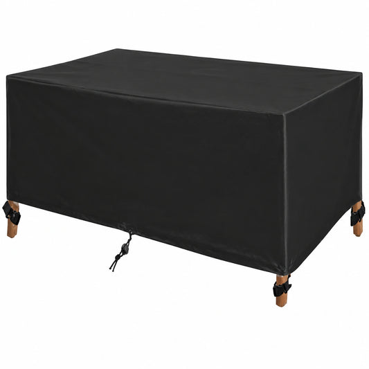 Wasserdichte Rattan Gartentischabdeckung, UV-beständig, 440x430x60 cm, schwarz