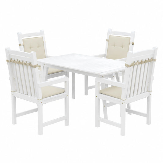 4er Set Sitzkissen Creme 100x50x3 cm aus Oxford-Gewebe für Innen- und Außenbereich